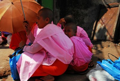 Young nuns taking a break
