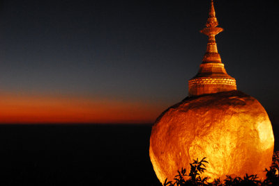The Golden Rock just after sunset.