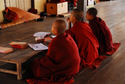 Young monks at their lessons