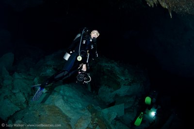 Eleo going into Taj Mahal Cenote