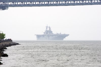 USS WASP returning salute from Fort Hamilton