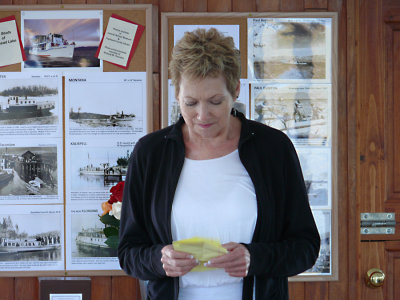 Carol bravely reading her personal eulogy