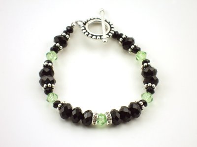 Crystals with Sterling Silver Bali Spacers, Rondelle Beads, and Sterling Silver Bali Toggle 7 Bracelet