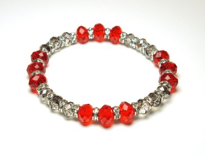 Red and Clear Crystals with Rondelle Beads