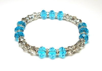 Aqua and Clear Crystals with Rondelle Beads
