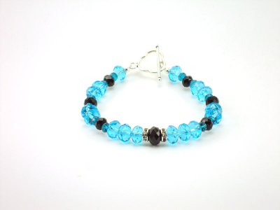 Crystals with Rondelle Beads and Sterling Silver Toggle 7 Bracelet