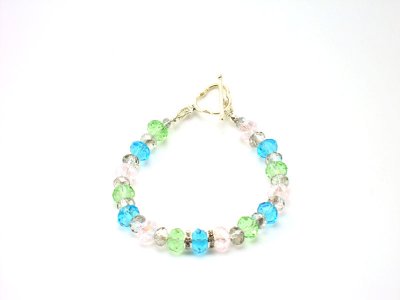 Crystals with Rondelle Beads and Sterling Silver Toggle 7 Bracelet