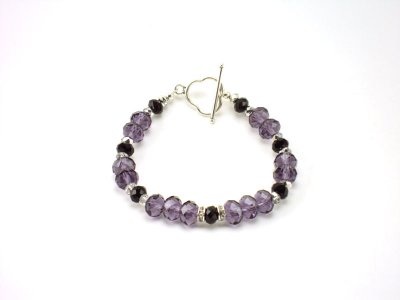Crystals with Rondelle Beads and Sterling Silver Toggle 7 Bracelet