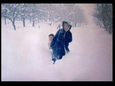 Carol & Angie, snowfall in 1969