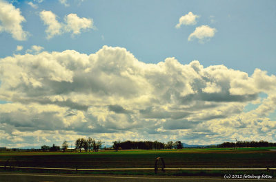 Green Fields, Storm Clouds and Blue Sky