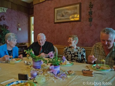 Wives are talking, husbands more interested in eating