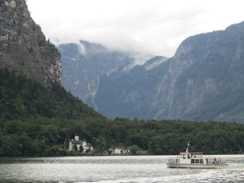 the ferry heading to the train station across the lake