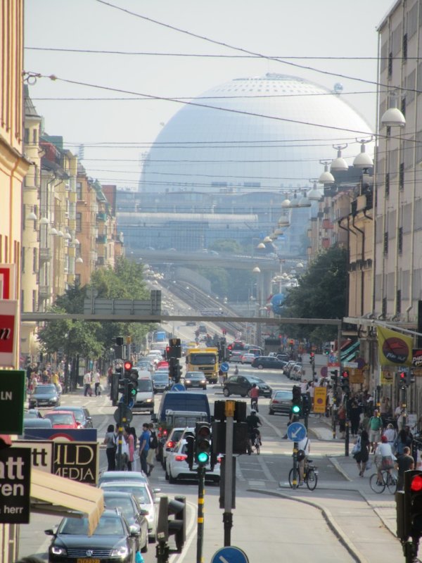 the peculiar Globen arena, south of Sdermalm