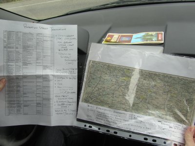 on the road with map and list