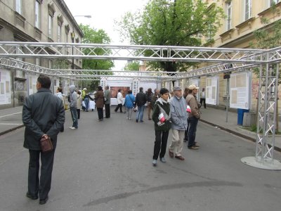 an outdoor display on the May 3rd constitution in Polish and world history