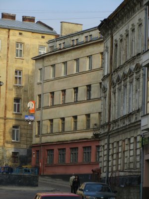 near the old rynok, north of old town, a former Jewish library