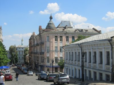 enjoying the architecture in Podil...