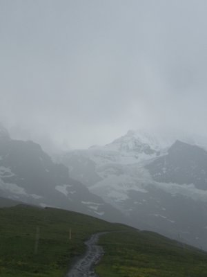 at Kleine Scheidegg, the mountains are only occasionally visible