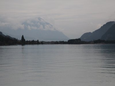 back in the car, rounding the lake and looking toward Interlaken