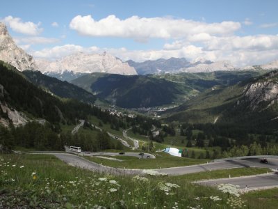 snaking down to the Val Badia