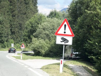 this is the first road sign we see upon entering Slovenia...