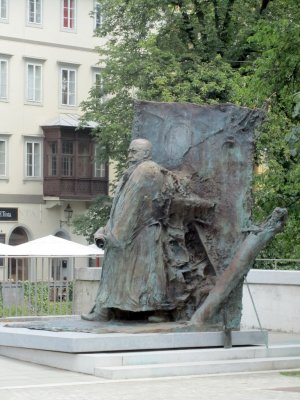 a statue of Ivan Hribar, beloved mayor from the turn of the 20th century