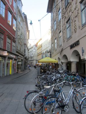 continuing in the old town; bicycles are popular...