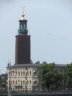 a long view toward Stadshuset (city hall)