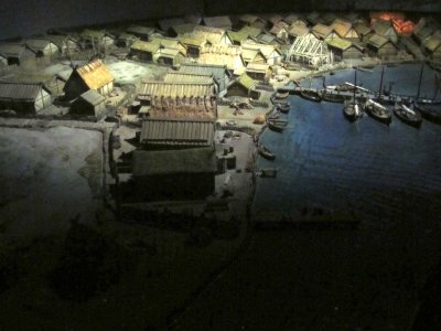 a model of Birka, a Viking-era trading center and proto-town