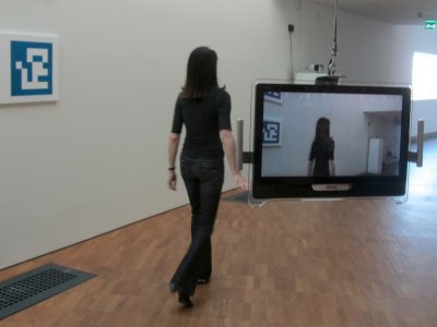 the temporary exhibits feature new media such as live video...