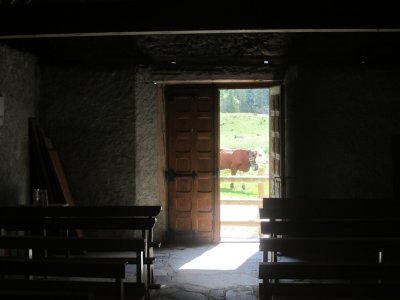 inside the tiny old chapel