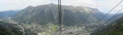 pano: Chamonix from the Mont Blanc telecabin