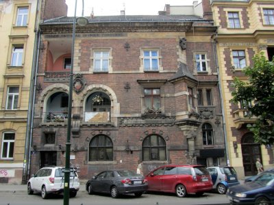 now we're on Retoryka street, home to a lovely set of buildings by Teodor Talowski