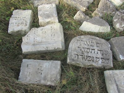  recent stones assembled in the cemetery...