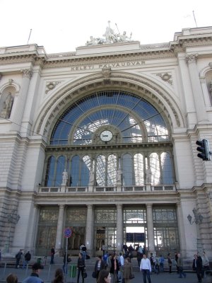arriving at the Keleti train station...