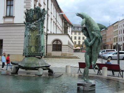 Olomouc is also known for fountains; there are several on this square alone