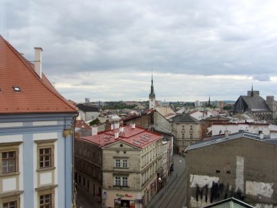 at the top of the museum is a view over part of the city