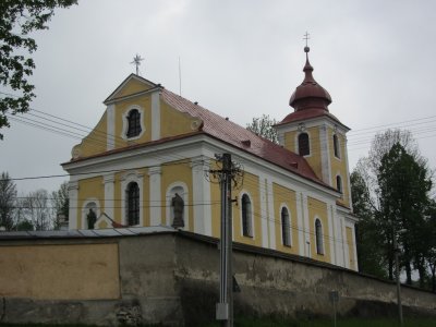 here's the Catholic church, recently repaired after damage during Communist times