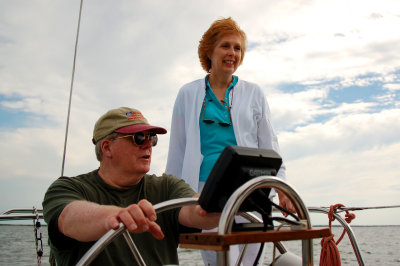 Bill and Lynn at the  Helm
