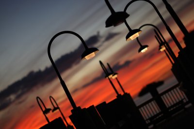pier at sunset, sanibel island