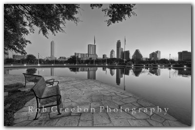Austin Skyline - Park Bench with a view