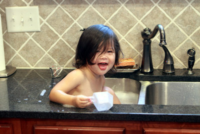 Bath Time in the Sink