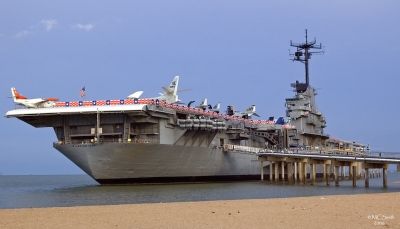 USS Lexington from Corpus Christi Beach