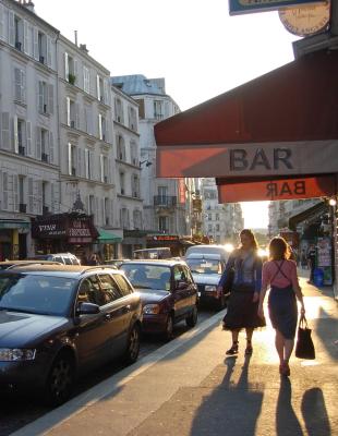 Sunset along the rue des Abbesses.
