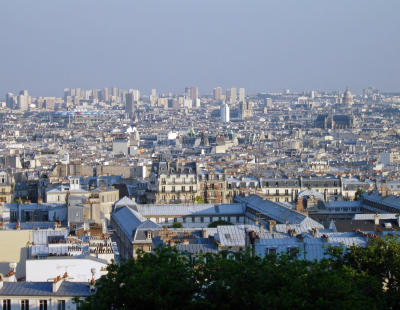A view over Paris from the base of Sacre-Coeur.