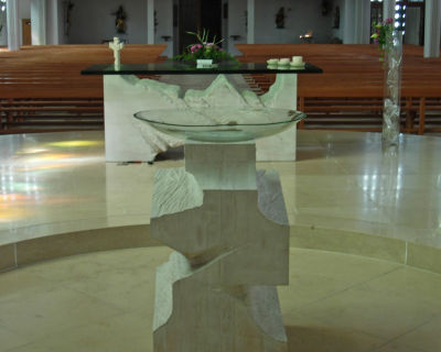 The baptismal font.