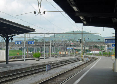 The Delmont train station, looking towards Courttelle.