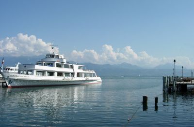 Boats like this take tourists and locals all over Lake Geneva.