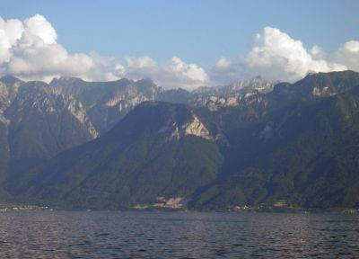 Looking towards the south shore of the lake and the French Alps.