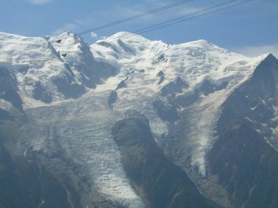 A closer view of Mont Blanc and the glaciers.